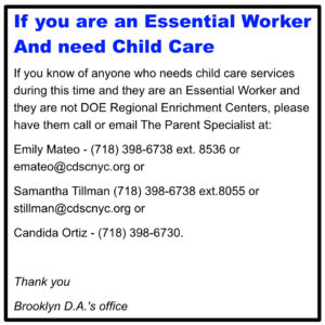 child care for essential workers